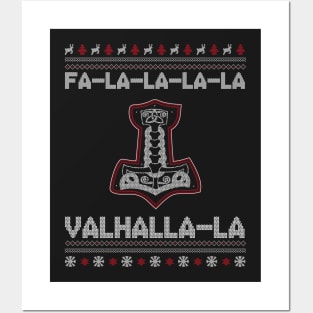 Fa-la-la-la Valhalla Ugly Christmas Viking Thor Hammer Shirt Posters and Art